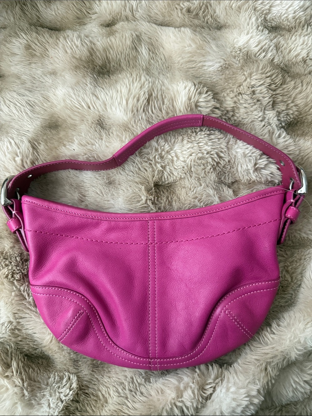 Hot Pink Coach Leather Shoulder Bag